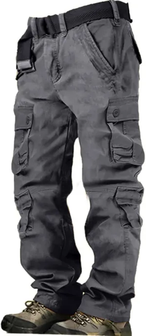 Men's Drawstring Multi Pocket Casual Pants Hiking Workout Cotton Cargo Pants