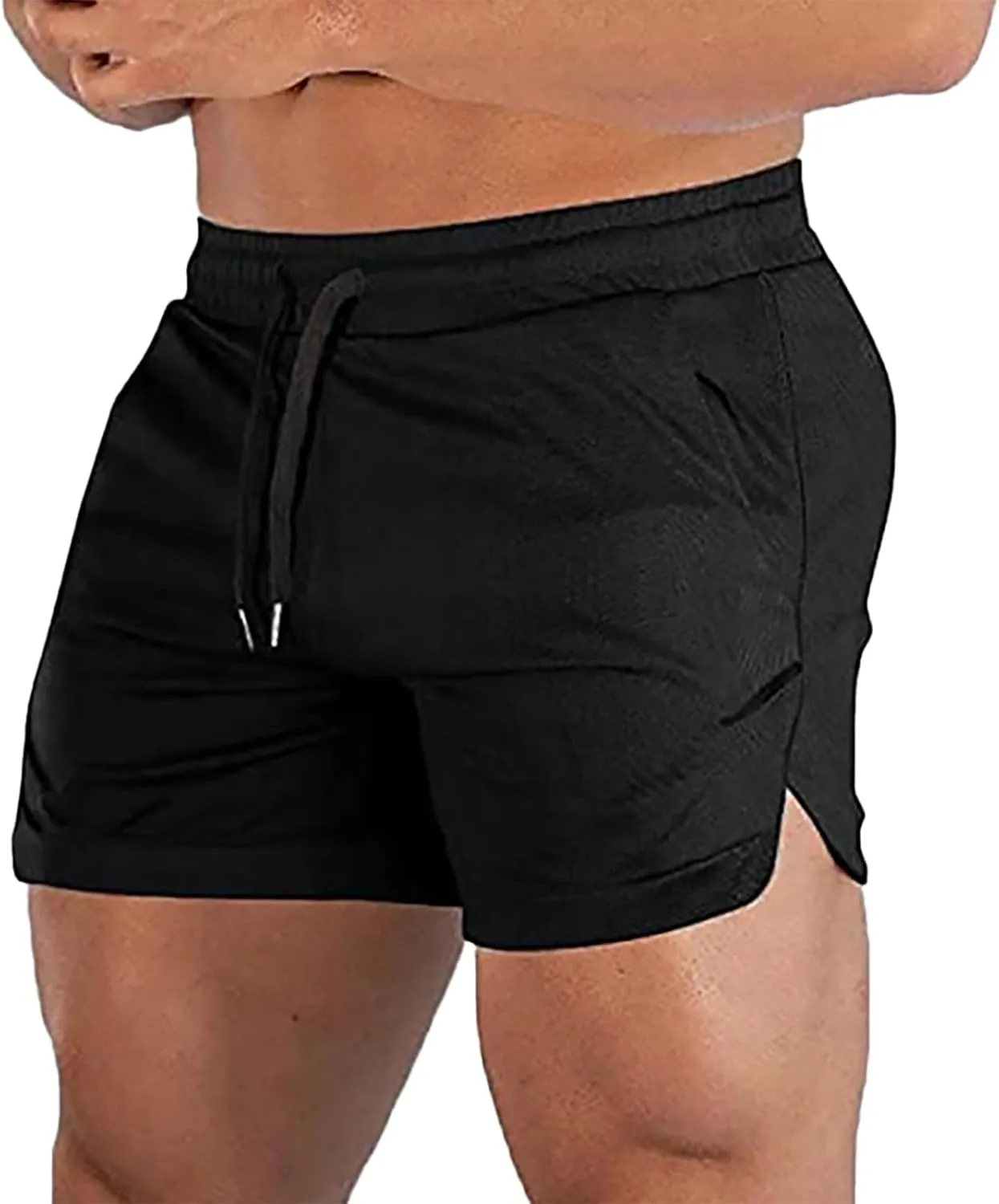 Mens Fitness Shorts Lightweight Quick Drying Combat Track Expandable Drawstring Capris Gym Bodybuilding Yoga Muscle Pant 2024