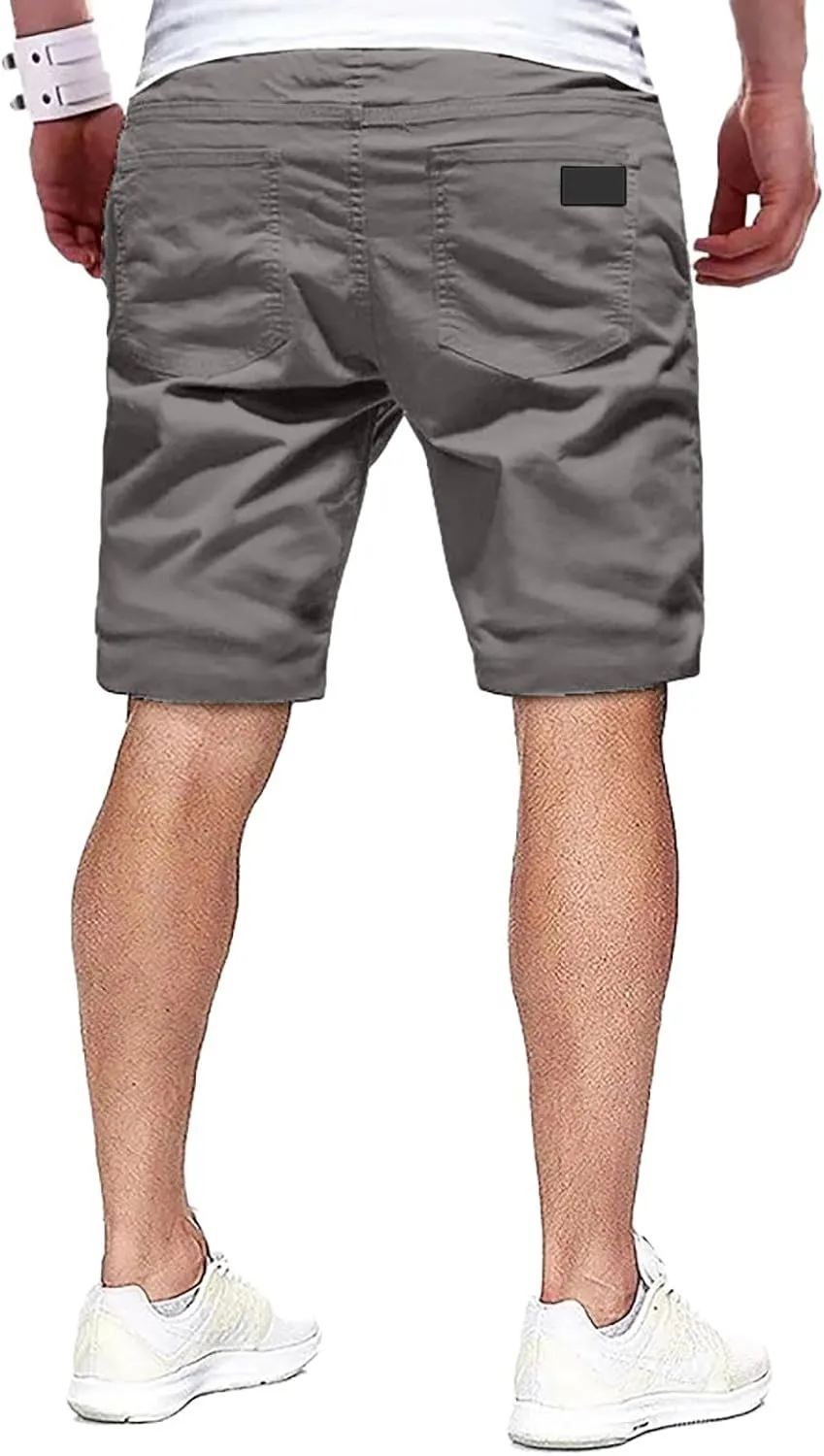 Men's Golf Casual Shorts Drawstring with Pockets Stretch Lightweight Quick Dry Flat Front Shorts for Work