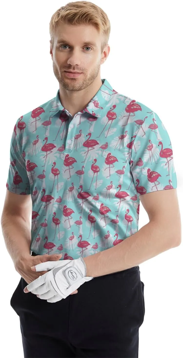 Men's Golf Shirts Funny Polo Shirt Moisture Wicking Golf Shirt Quick-Dry Polo Shirts Short Sleeve Funny Theme Outfits for Men