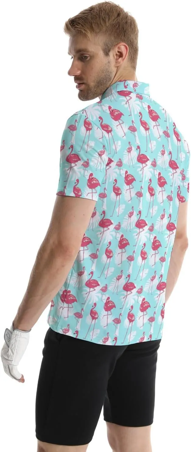 Men's Golf Shirts Funny Polo Shirt Moisture Wicking Golf Shirt Quick-Dry Polo Shirts Short Sleeve Funny Theme Outfits for Men