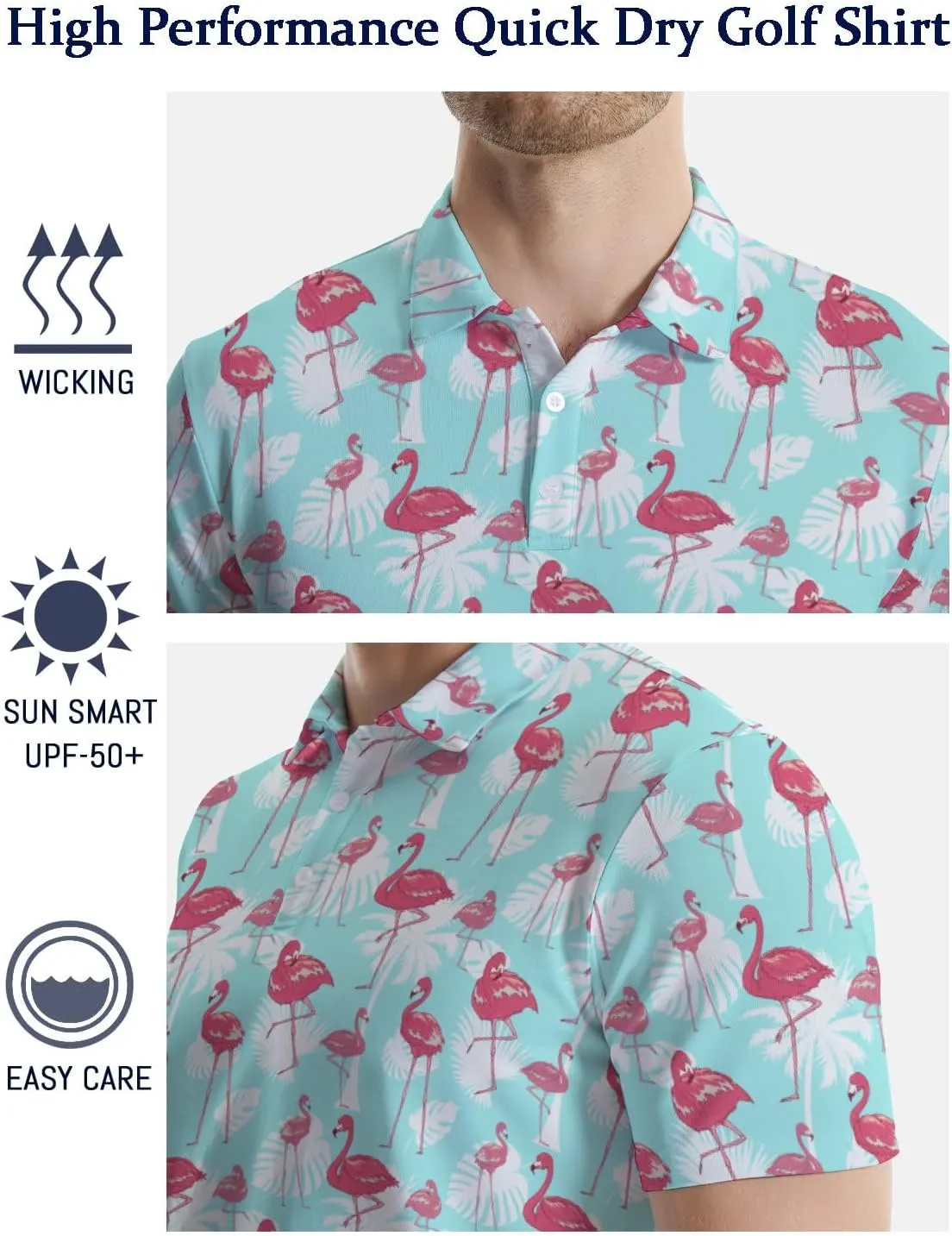 Men's Golf Shirts Funny Polo Shirt Moisture Wicking Golf Shirt Quick-Dry Polo Shirts Short Sleeve Funny Theme Outfits for Men