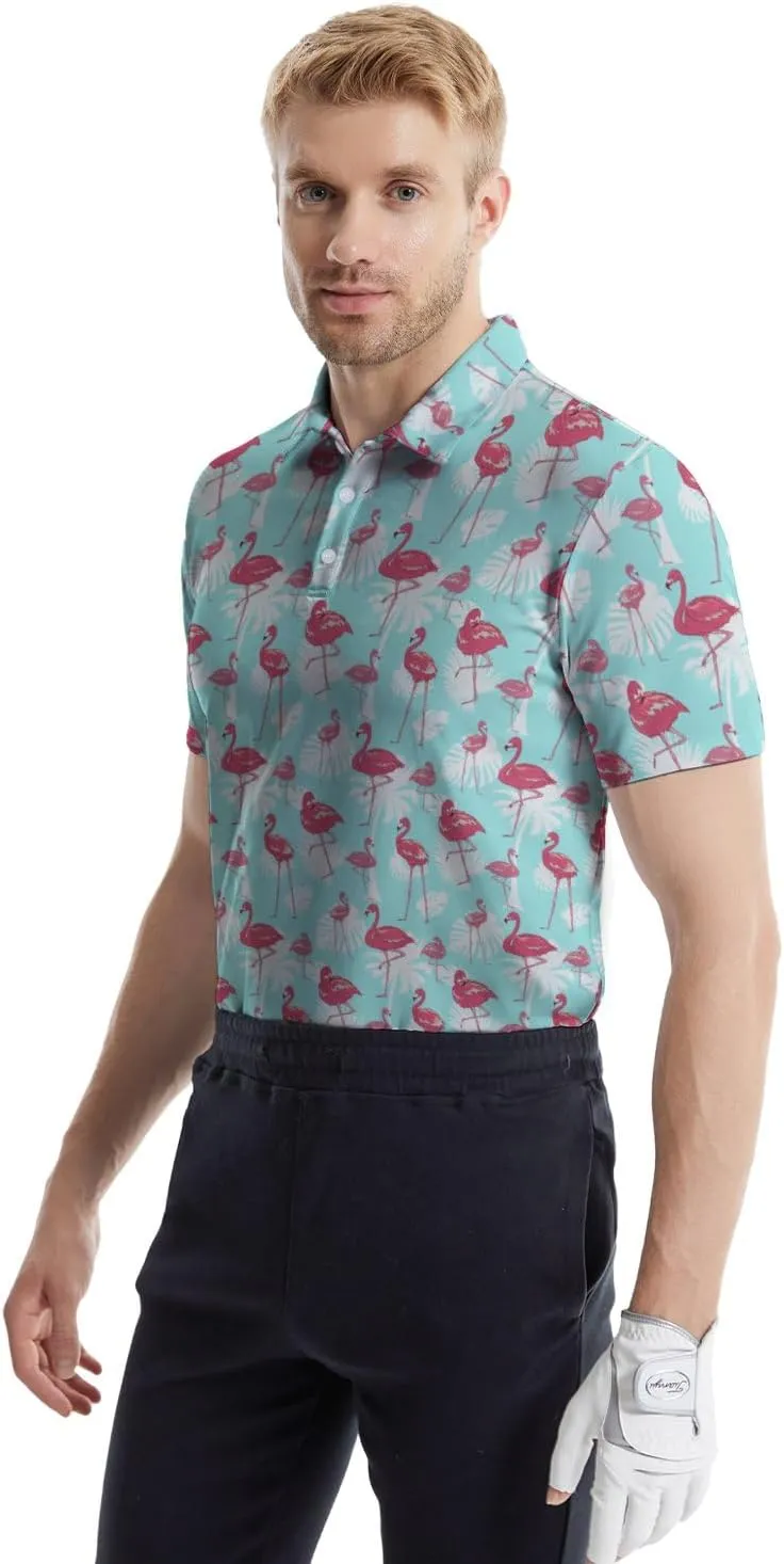 Men's Golf Shirts Funny Polo Shirt Moisture Wicking Golf Shirt Quick-Dry Polo Shirts Short Sleeve Funny Theme Outfits for Men