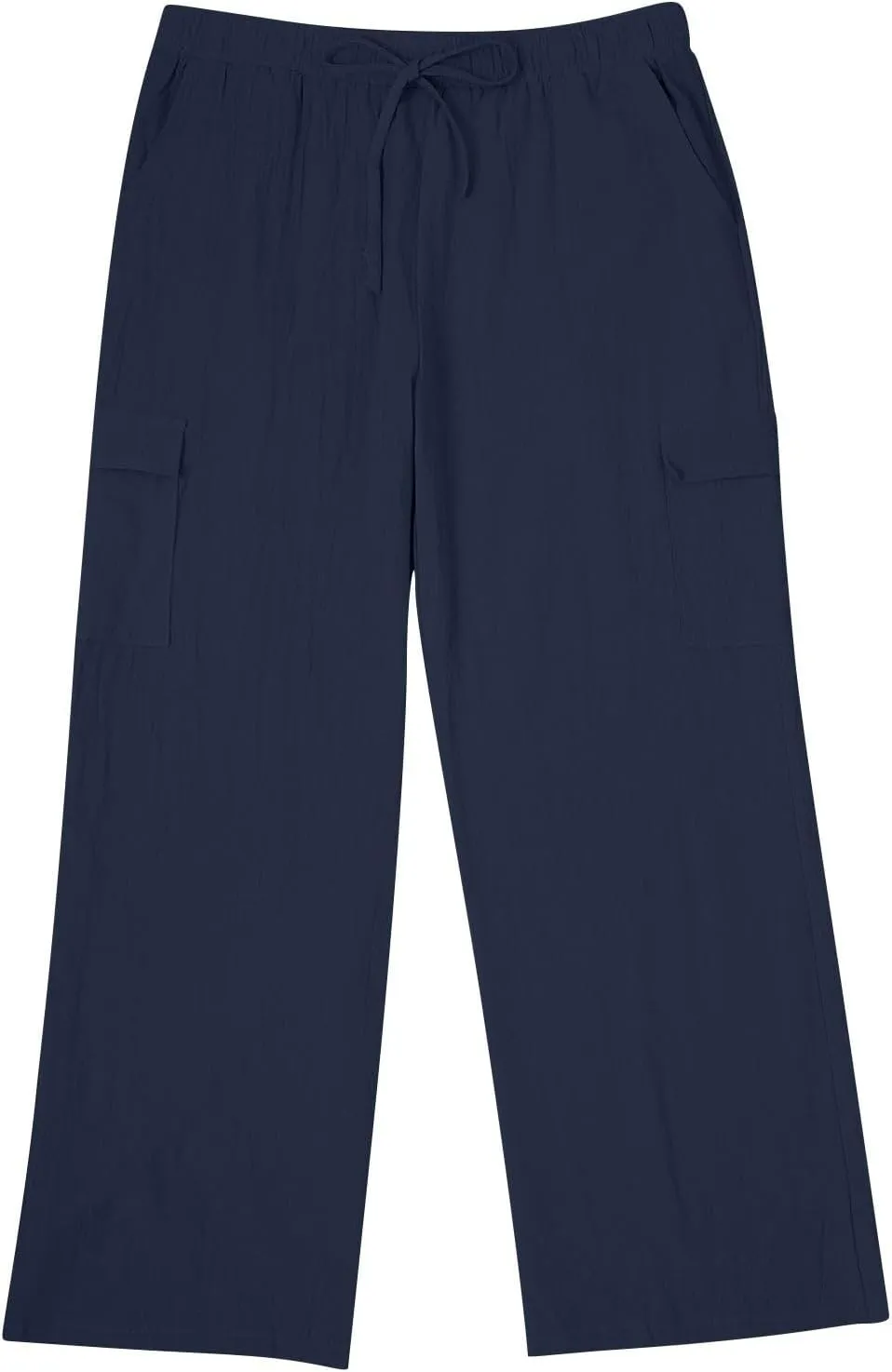 Men's Linen Cargo Pants Solid Casual Lightweight Pant with Multi Pockets Plus Size Drawstring Holiday Streetwear Big and Tall