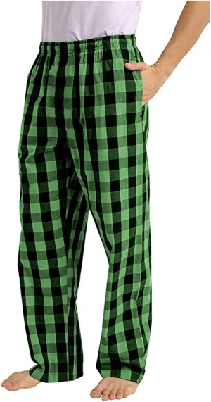 Mens Pajama Pants Wide-Legged Plaid Printed Drawstring Pockets Casual Pants Fall and Winter Sleepwear Pants