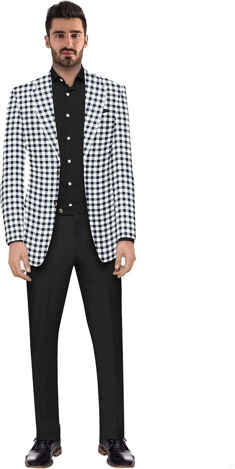 Men's Plaid Blazer 2 Button Lightweight Regular Fit Checked Plaid Suit Sport Coat Jacket Casual Daily Dress Jacket Sport Coat