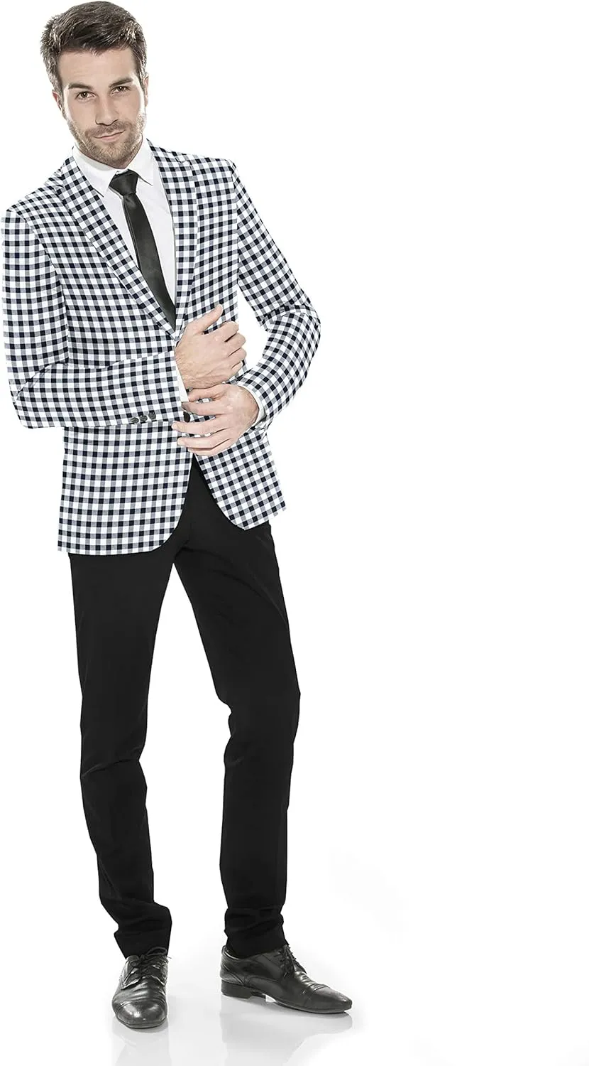 Men's Plaid Blazer 2 Button Lightweight Regular Fit Checked Plaid Suit Sport Coat Jacket Casual Daily Dress Jacket Sport Coat