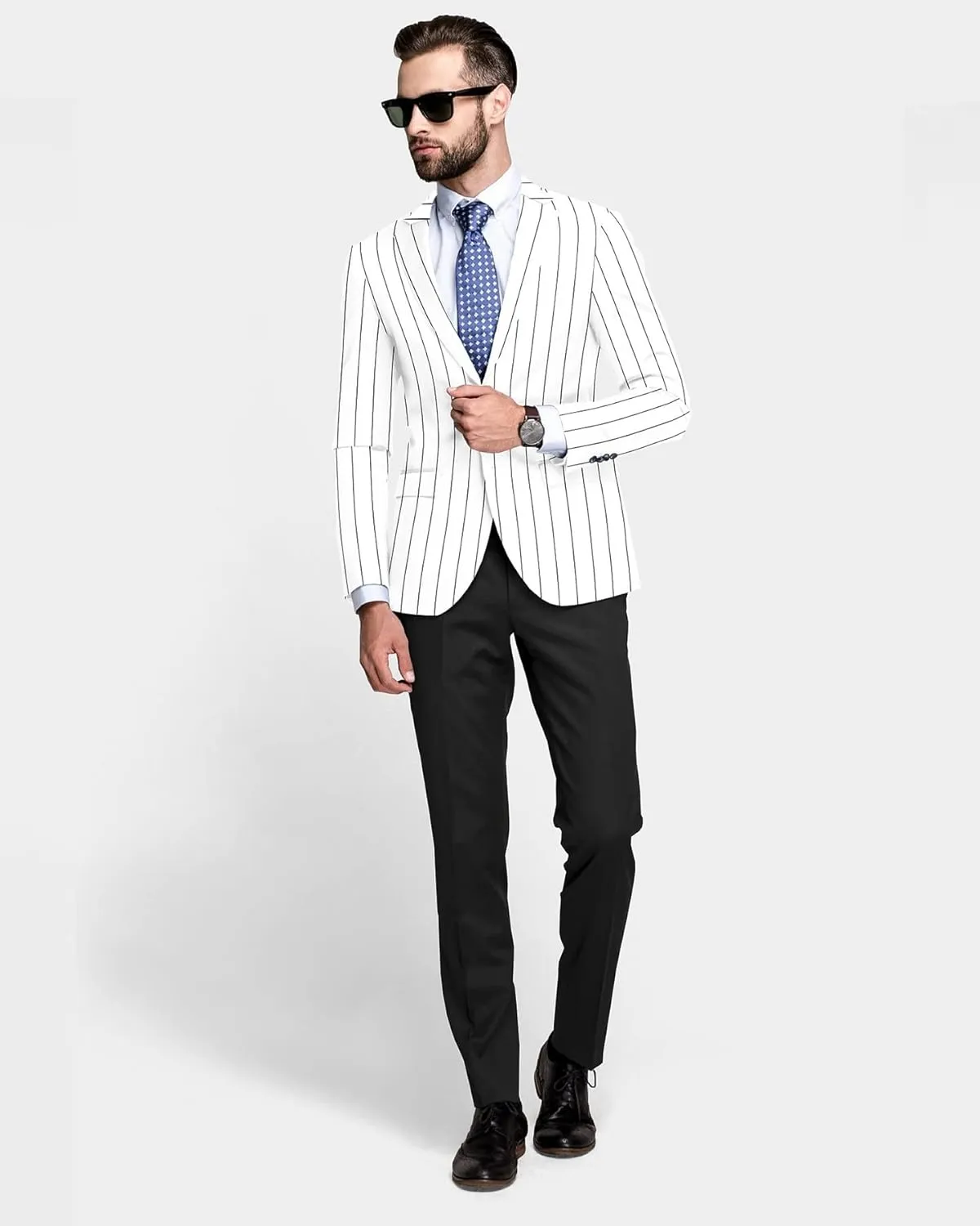 Men's Printed Blazer 2 Button Long Sleeve Regular Fit Suit Jacket Business Lightweight Casual Sport Coat