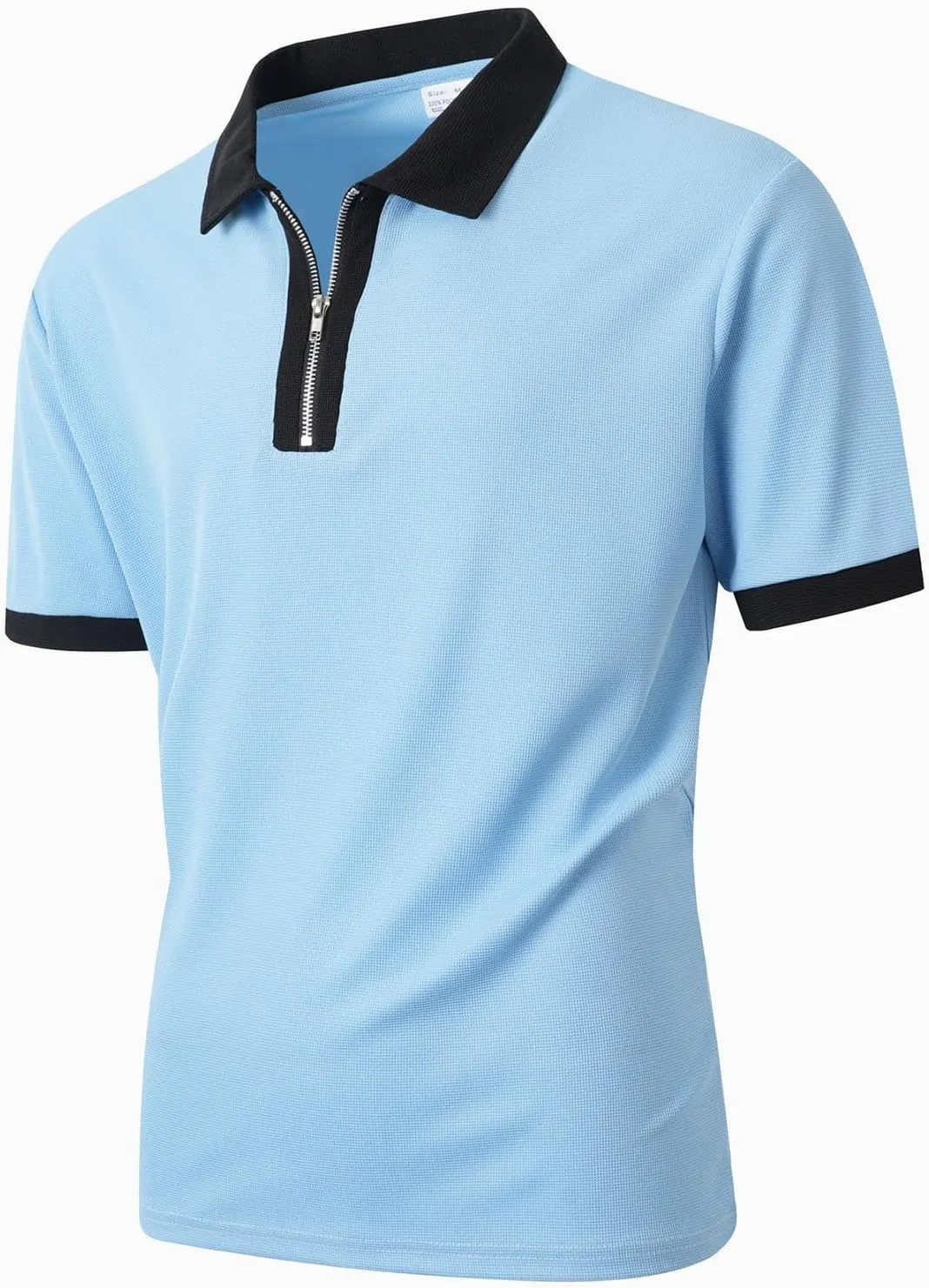 Mens Quarter Zip Short Sleeve Shirts Waffle Casual Colorblock Golf Shirt Moisture Wicking Collared T-Shirt Slim Fit 2025