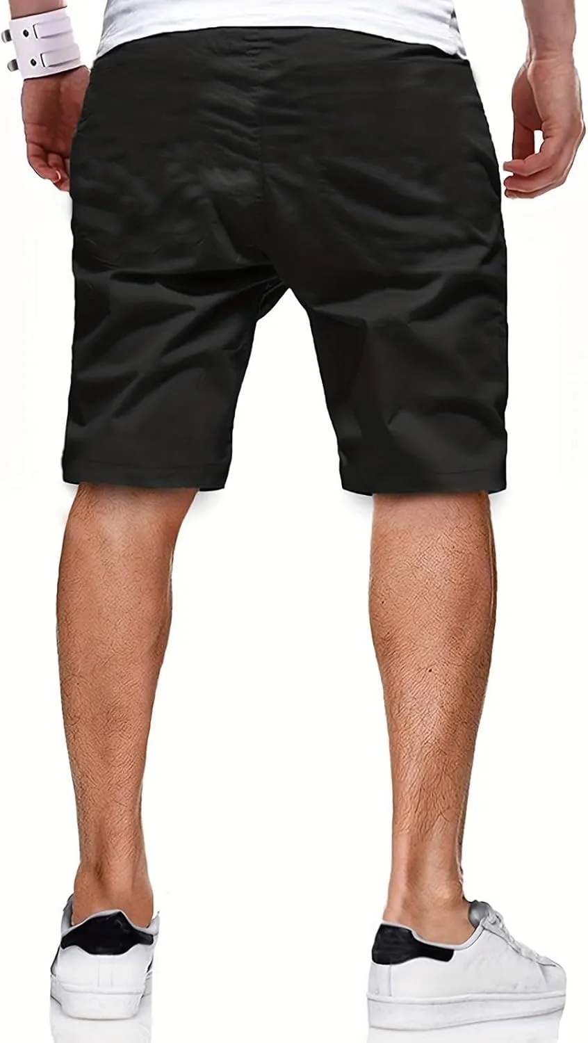 Mens Shorts - Casual Drawstring Summer Beach Stretch Twill Chino Golf Shorts