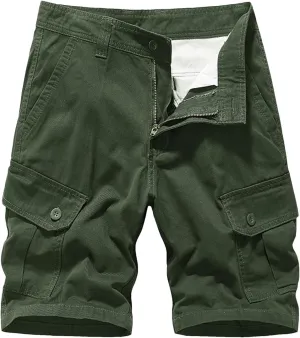 Men's Straight Leg Sports Cargo Shorts Summer Cotton Outdoor Slim Fit Shorts