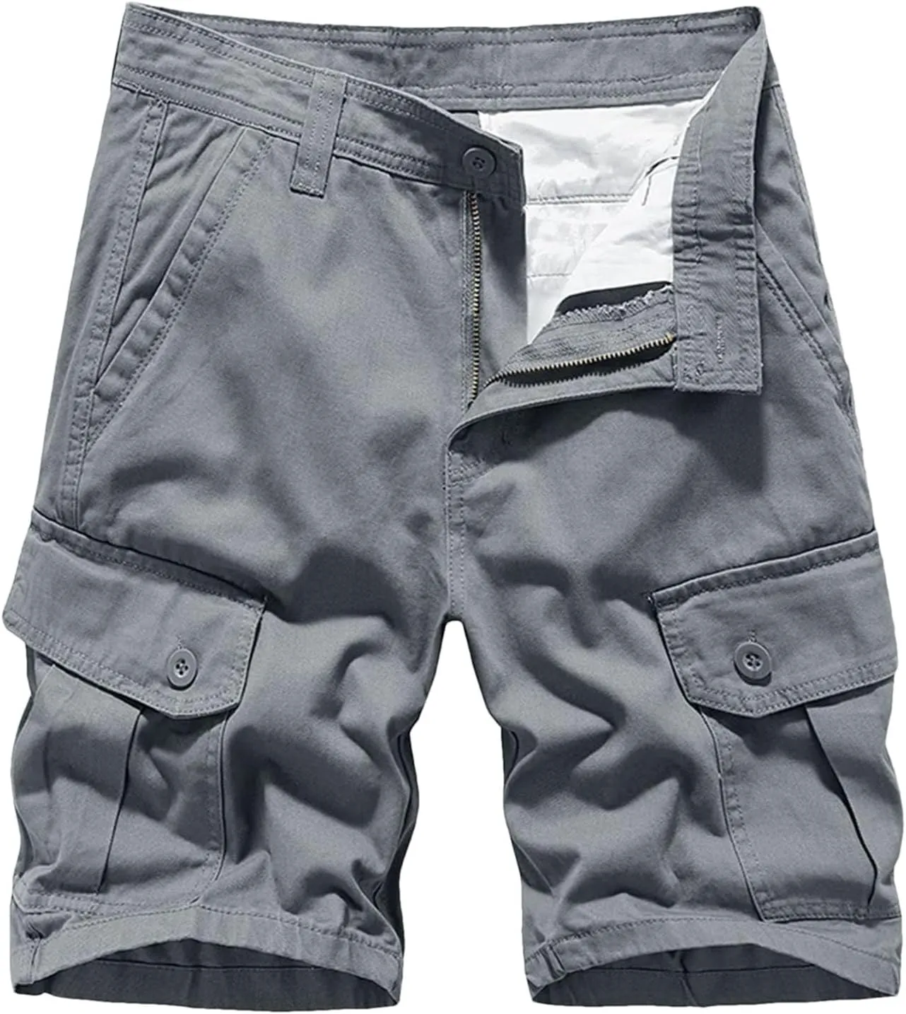 Men's Straight Leg Sports Cargo Shorts Summer Cotton Outdoor Slim Fit Shorts