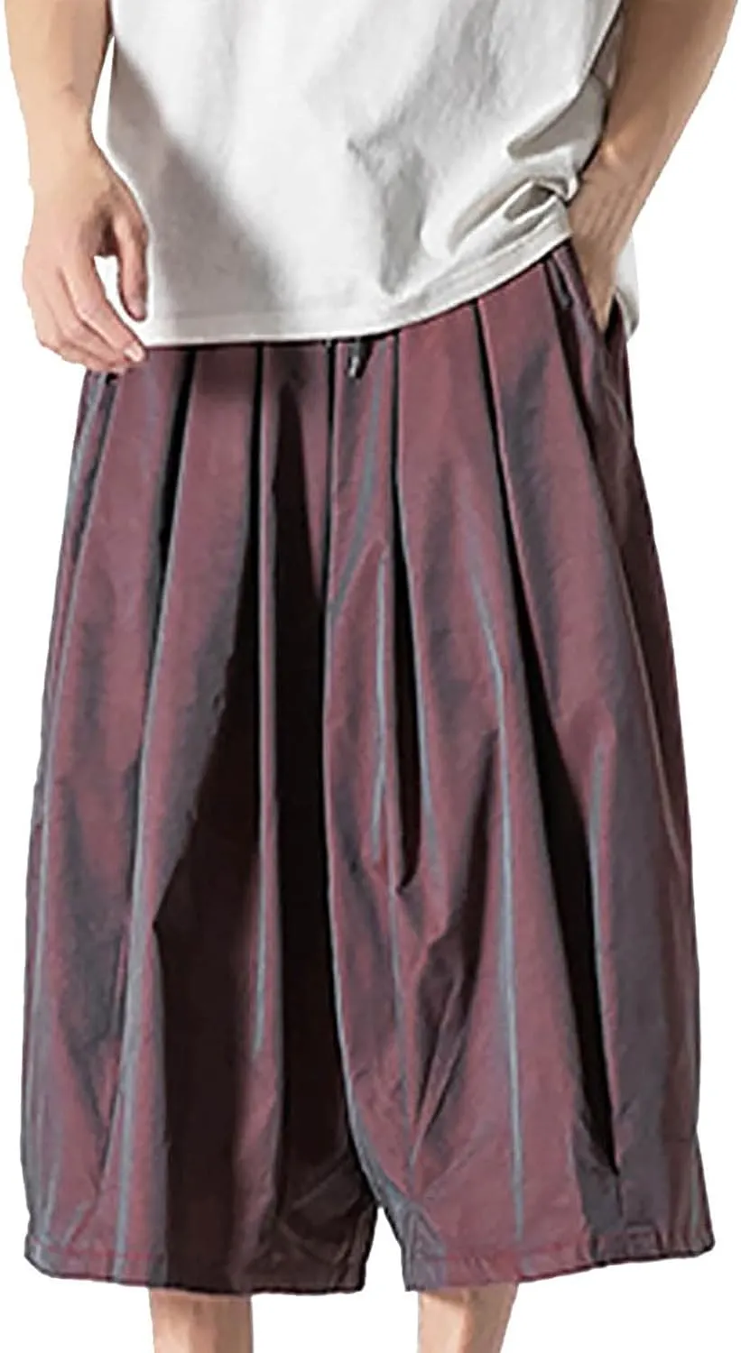 Men's Straight Wide Leg Harun Cargo Pants Neutral Gradient Casual Bell Bottoms Chinos Pants Men Slim Fit (03-Red, L)