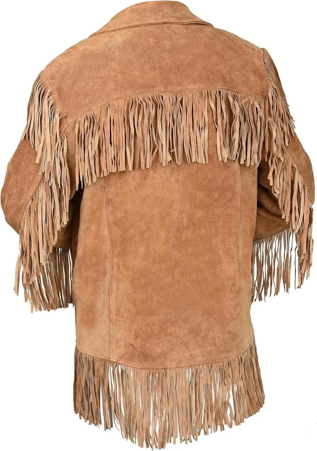 Mens Traditional Western Fringed Suede Leather Jacket | Classic Native American jacket Coat with Fringed