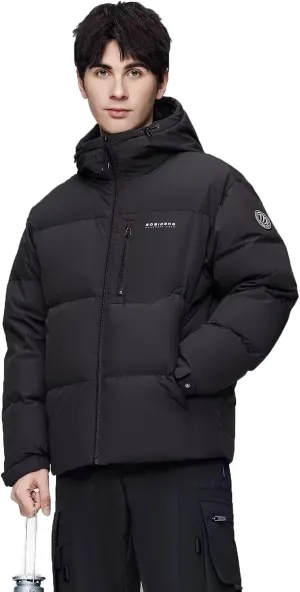 Men's Winter Short Down Jacket Hooded, Thickened Winter Warm Puffer Jacket Coat for Travel.
