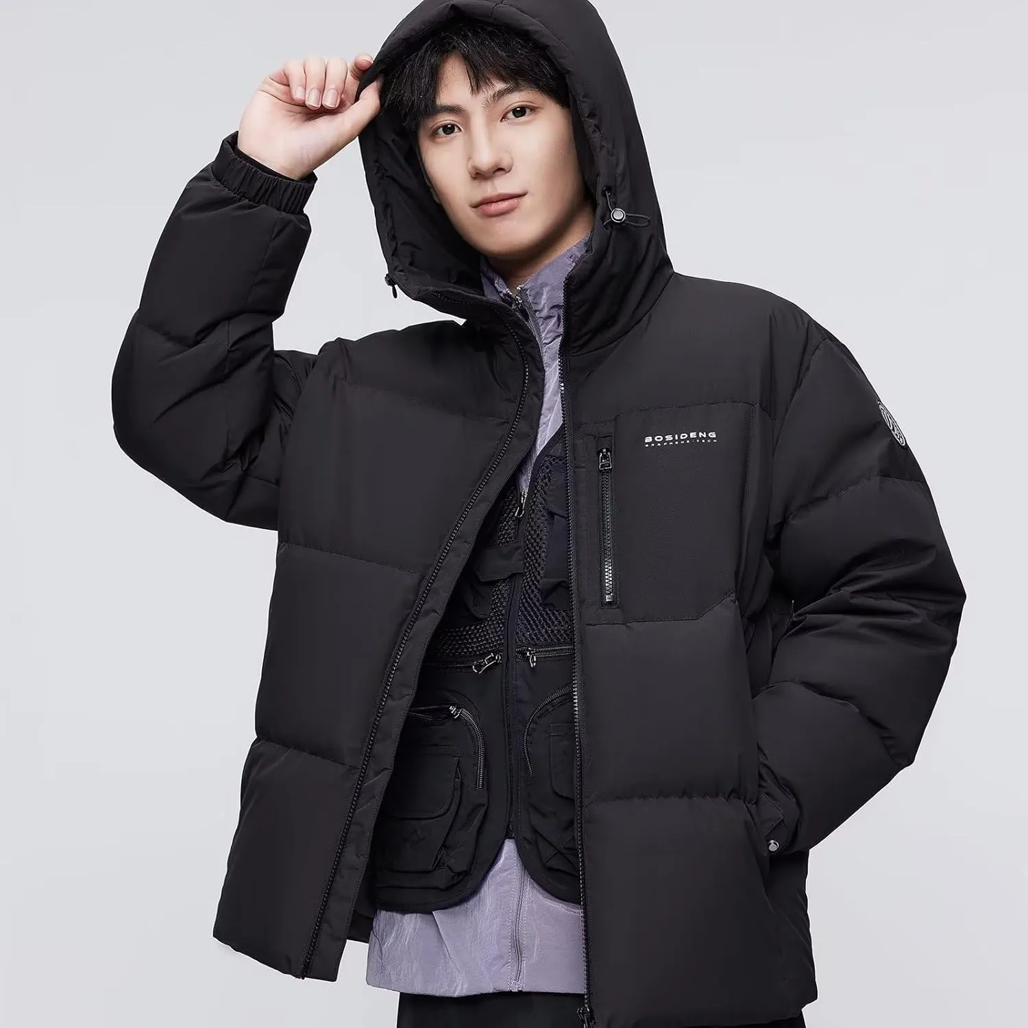 Men's Winter Short Down Jacket Hooded, Thickened Winter Warm Puffer Jacket Coat for Travel.