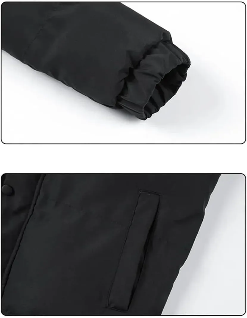 Mens Winter Solid Stand Collar Coat Windbreak Cotton Padded Down Jacket Warm Thick Parkas Casual Outwear