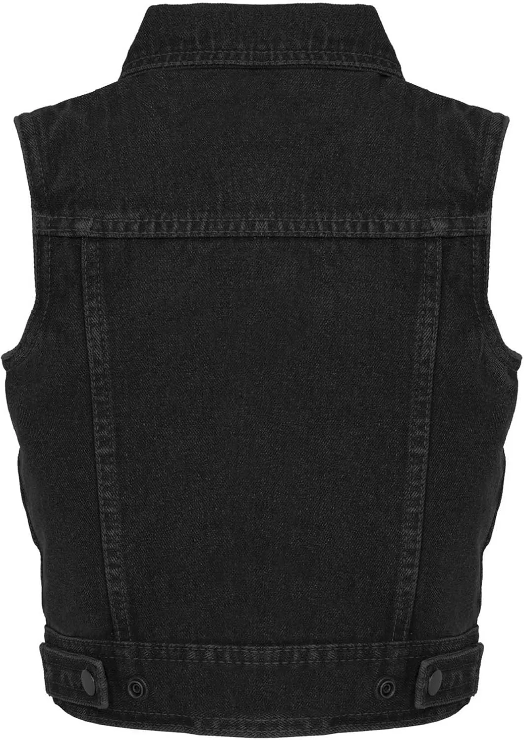Milwaukee Leather MDK3910 Black Unisex-Child Kids Denim Snap Front Vest with Shirt Style Collar