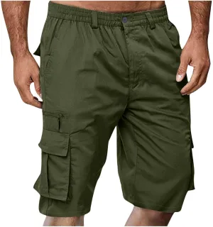 Muscularfit Tactical Shorts for Men 2024 Casual Multi Pockets Elastic Waist Chino Cargo Shorts Summer Athletic Beach Shorts