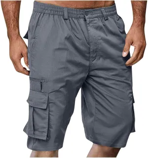 Muscularfit Tactical Shorts for Men 2024 Casual Multi Pockets Elastic Waist Chino Cargo Shorts Summer Athletic Beach Shorts