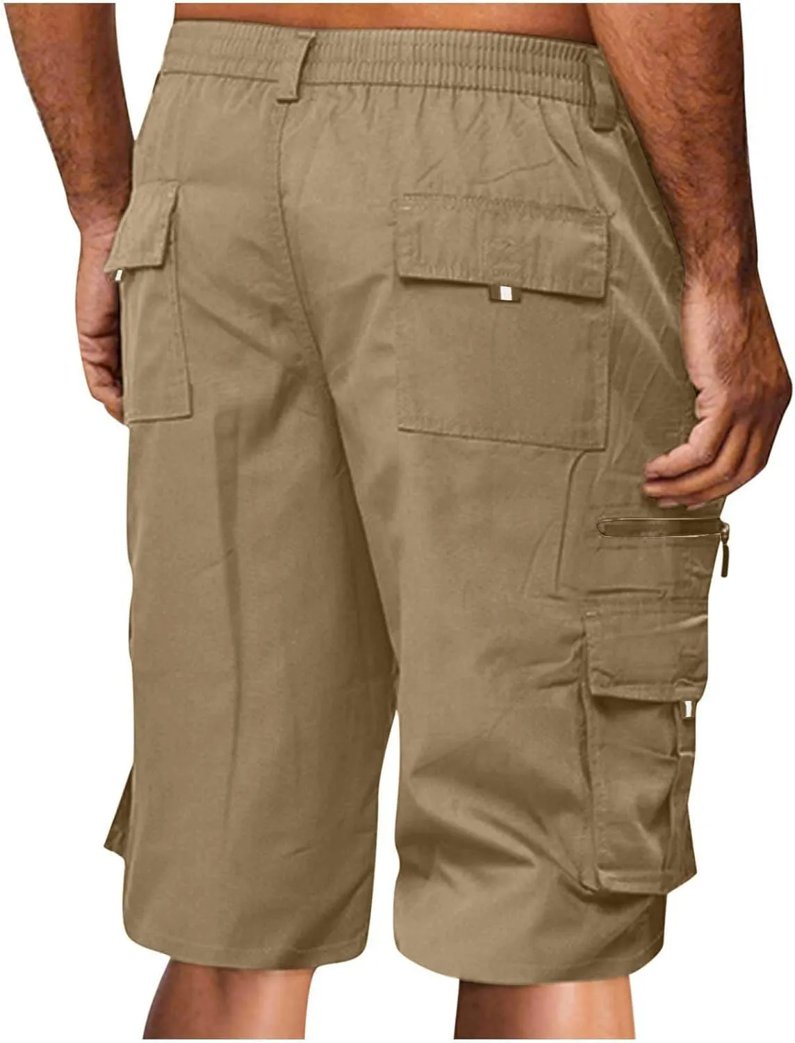 Muscularfit Tactical Shorts for Men 2024 Casual Multi Pockets Elastic Waist Chino Cargo Shorts Summer Athletic Beach Shorts