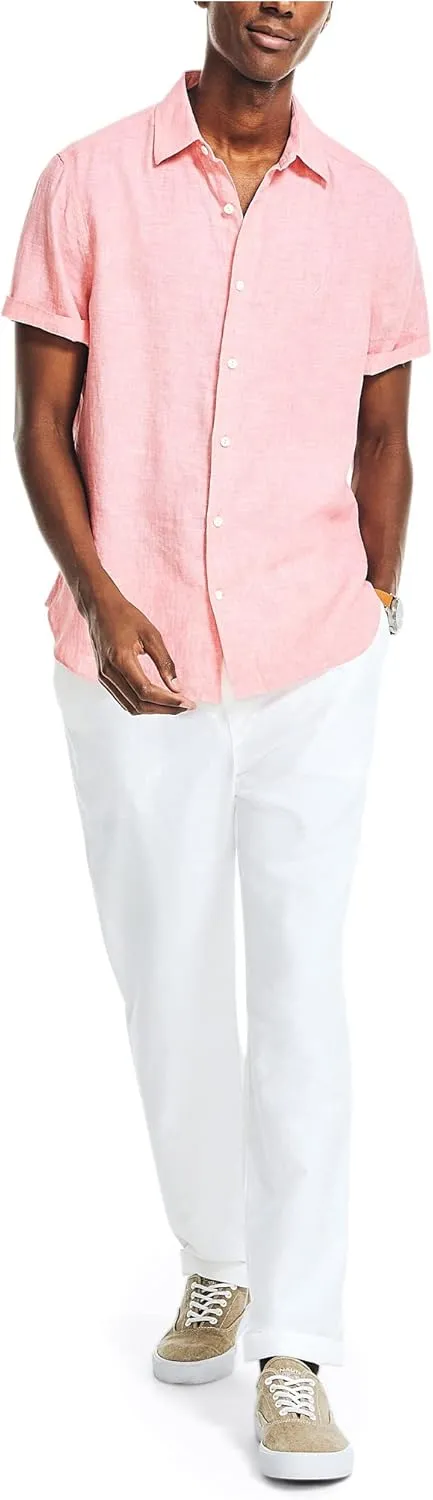 Nautica Men's Sustainably Crafted Linen Short-Sleeve Shirt