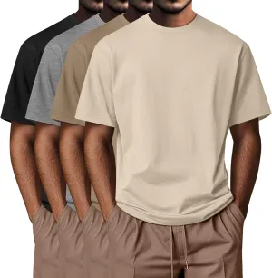 Neer 4 Pack Men's Big and Tall Shirts Summer Cotton Short Sleeve Tee Crew Neck Casual Top Basic Oversize T Shirts
