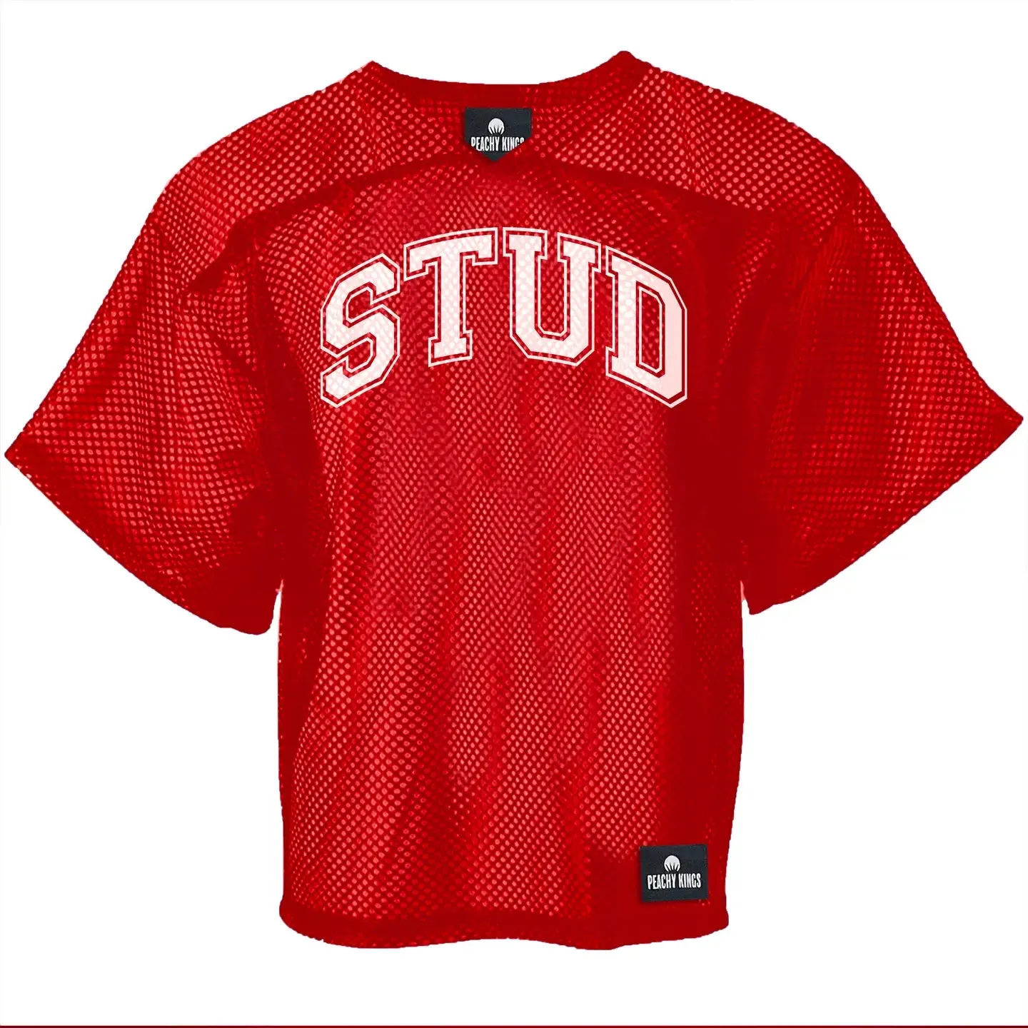 Peachy Kings Stud mesh cropped football jersey red