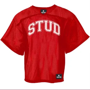 Peachy Kings Stud mesh cropped football jersey red
