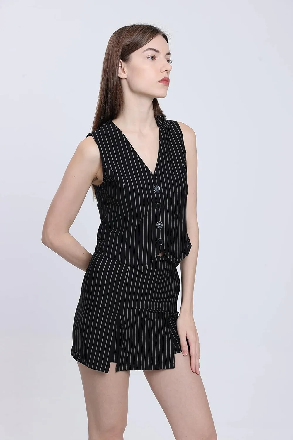 Pinstripe Skorts Skirts for Women Casual Mini Length Y2K Bodycon Short Skirts 2023