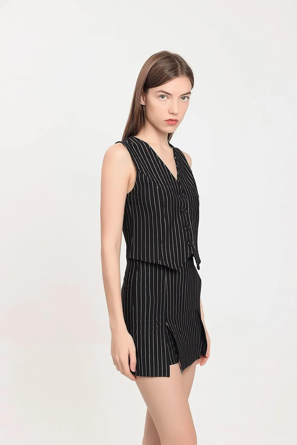 Pinstripe Skorts Skirts for Women Casual Mini Length Y2K Bodycon Short Skirts 2023