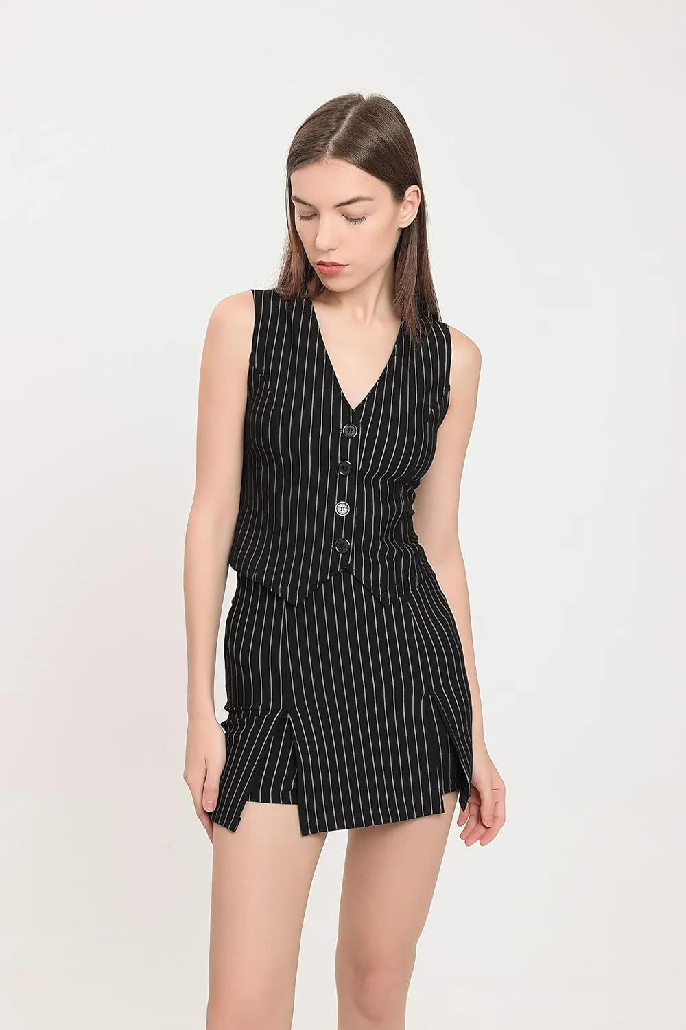 Pinstripe Skorts Skirts for Women Casual Mini Length Y2K Bodycon Short Skirts 2023