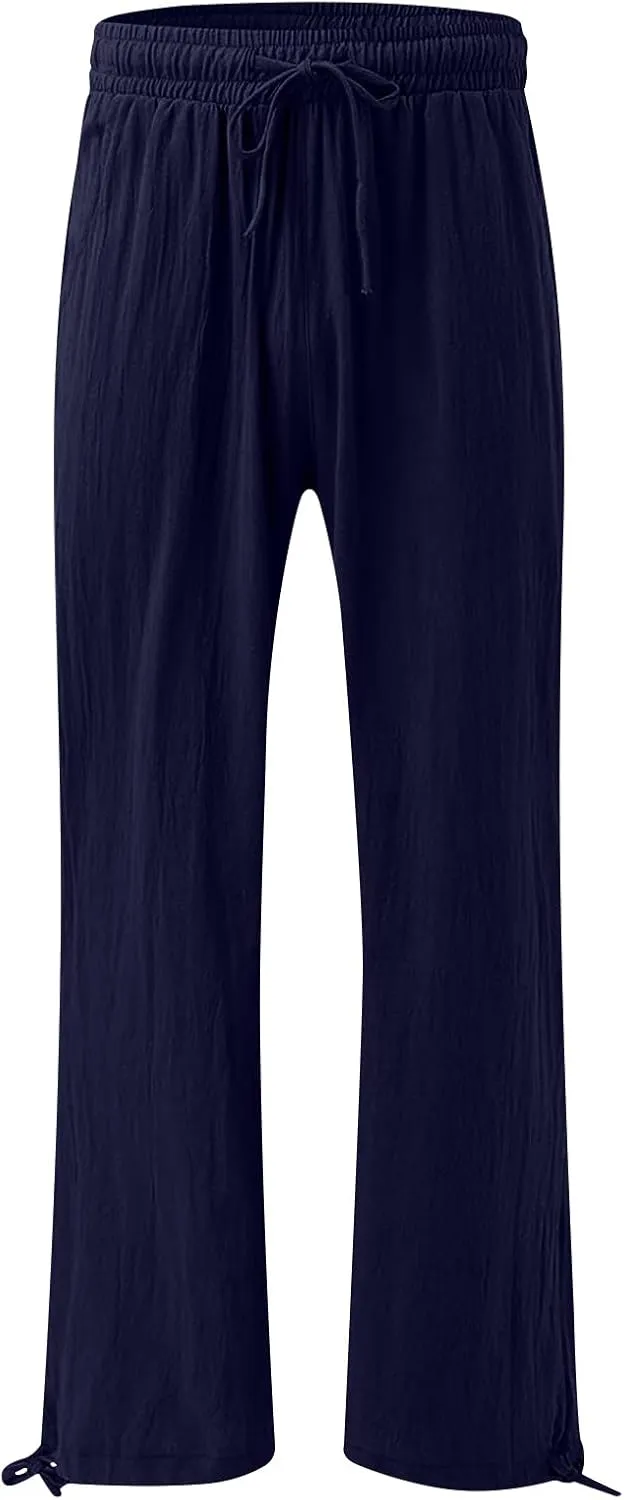 Plus Size Solid Relaxed Crinkle Pants Wide Leg Casual Summer High Waist Trousers Fashion Work Office Cropped Pant