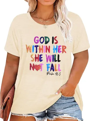 Plus Size Women Christian Shirts Waymaker Tshirt Vintage Faith Religious Gift Tee Psalm 91 Letter Print Blessed Tops(2-5X)