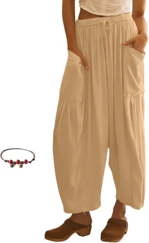 Quinn Plus Size Pants, Quinn Pants for Women Linen Pants with Pockets Summer Harem Pants Boho Beach Pants