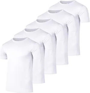 Real Essentials 5 Pack Mens Active Quick Dry Mesh Crew Neck T Shirts | Athletic Short Sleeve Tee (Available in Big & Tall)