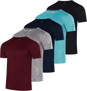 Real Essentials 5 Pack Mens Active Quick Dry Mesh Crew Neck T Shirts | Athletic Short Sleeve Tee (Available in Big & Tall)