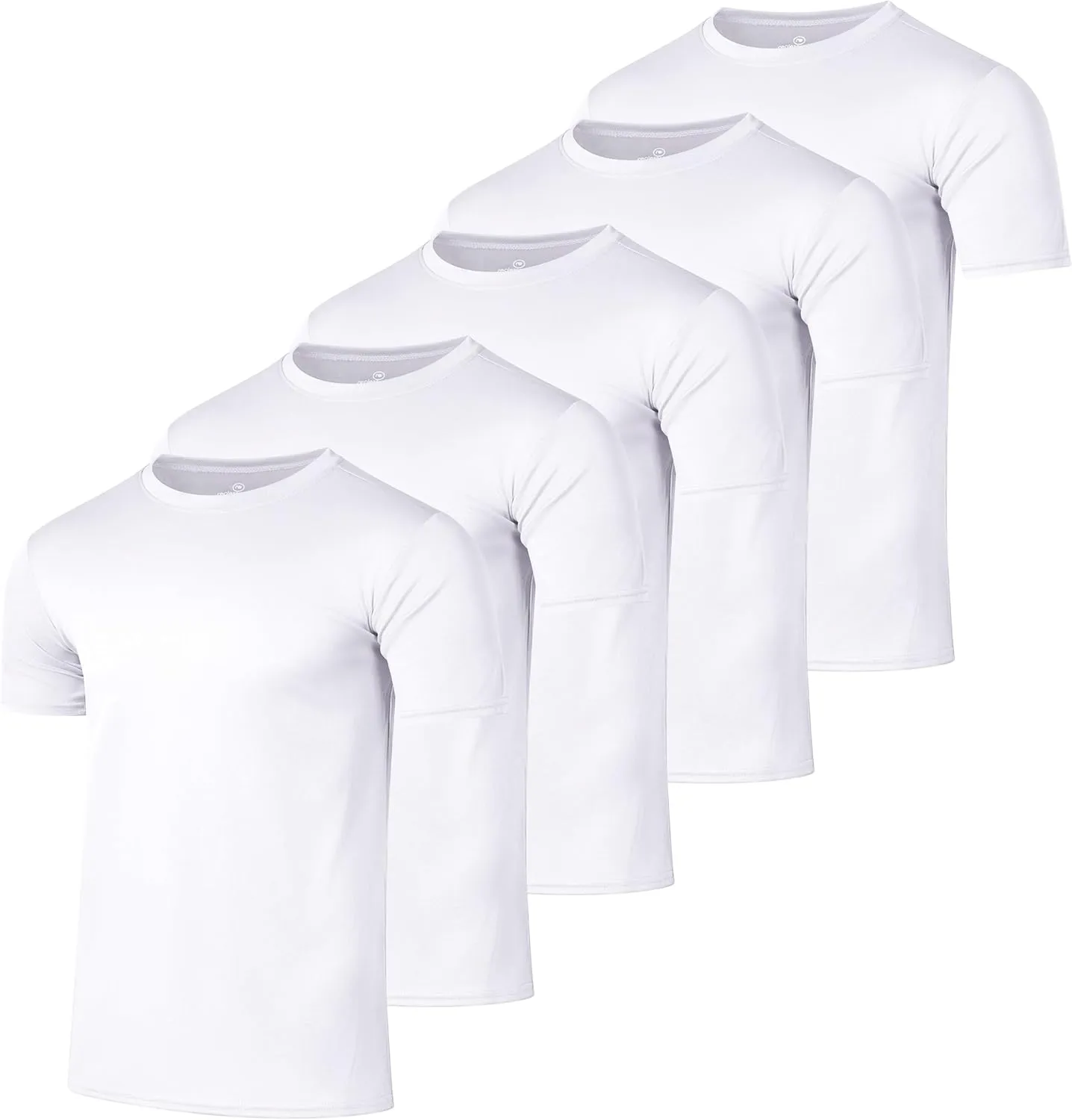 Real Essentials 5 Pack Mens Active Quick Dry Mesh Crew Neck T Shirts | Athletic Short Sleeve Tee (Available in Big & Tall)
