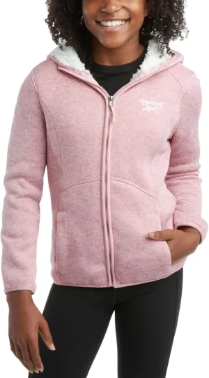 Reebok Girls Active Sweatshirt  Sherpa Lined Sweater Fleece Zip Hoodie Sweatshirt  Heavyweight Sweatshirt for Girls (4-16)