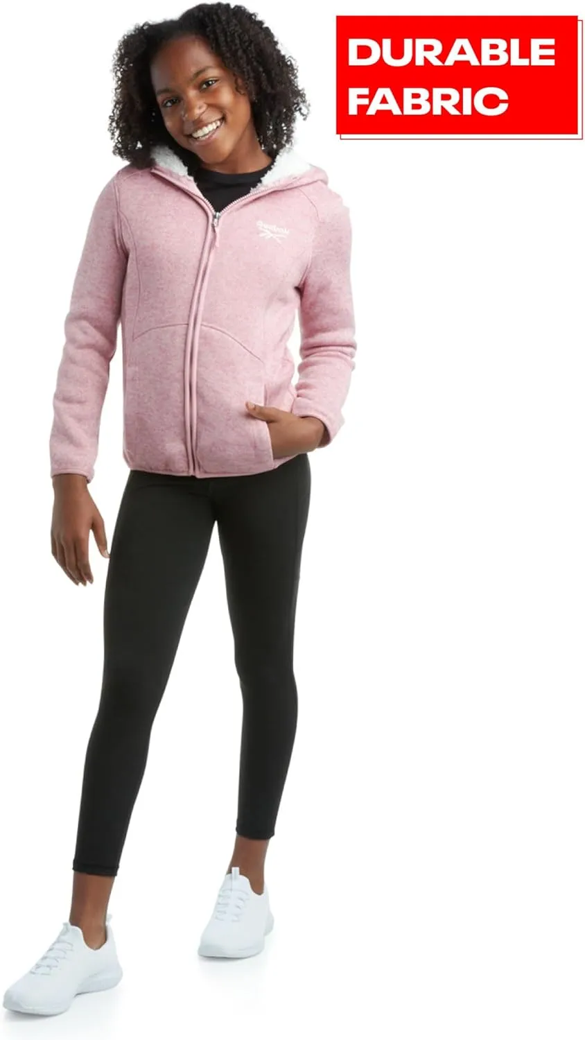 Reebok Girls Active Sweatshirt  Sherpa Lined Sweater Fleece Zip Hoodie Sweatshirt  Heavyweight Sweatshirt for Girls (4-16)