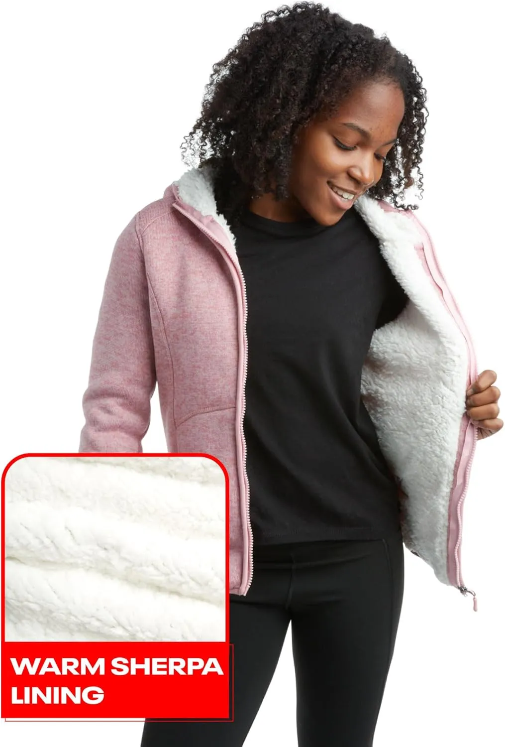 Reebok Girls Active Sweatshirt  Sherpa Lined Sweater Fleece Zip Hoodie Sweatshirt  Heavyweight Sweatshirt for Girls (4-16)
