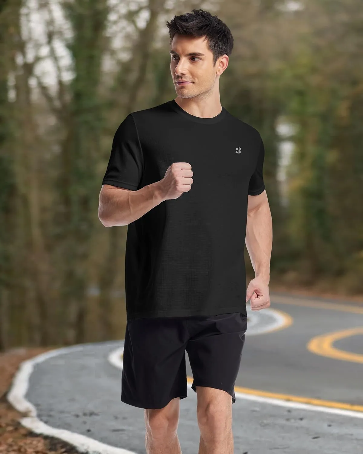 Roadbox Men's Workout Shirts Short Sleeve, Quick Dry Athletic Running T-Shirt, UPF 50  UV Sun Protection Sports Gym Tee Tops