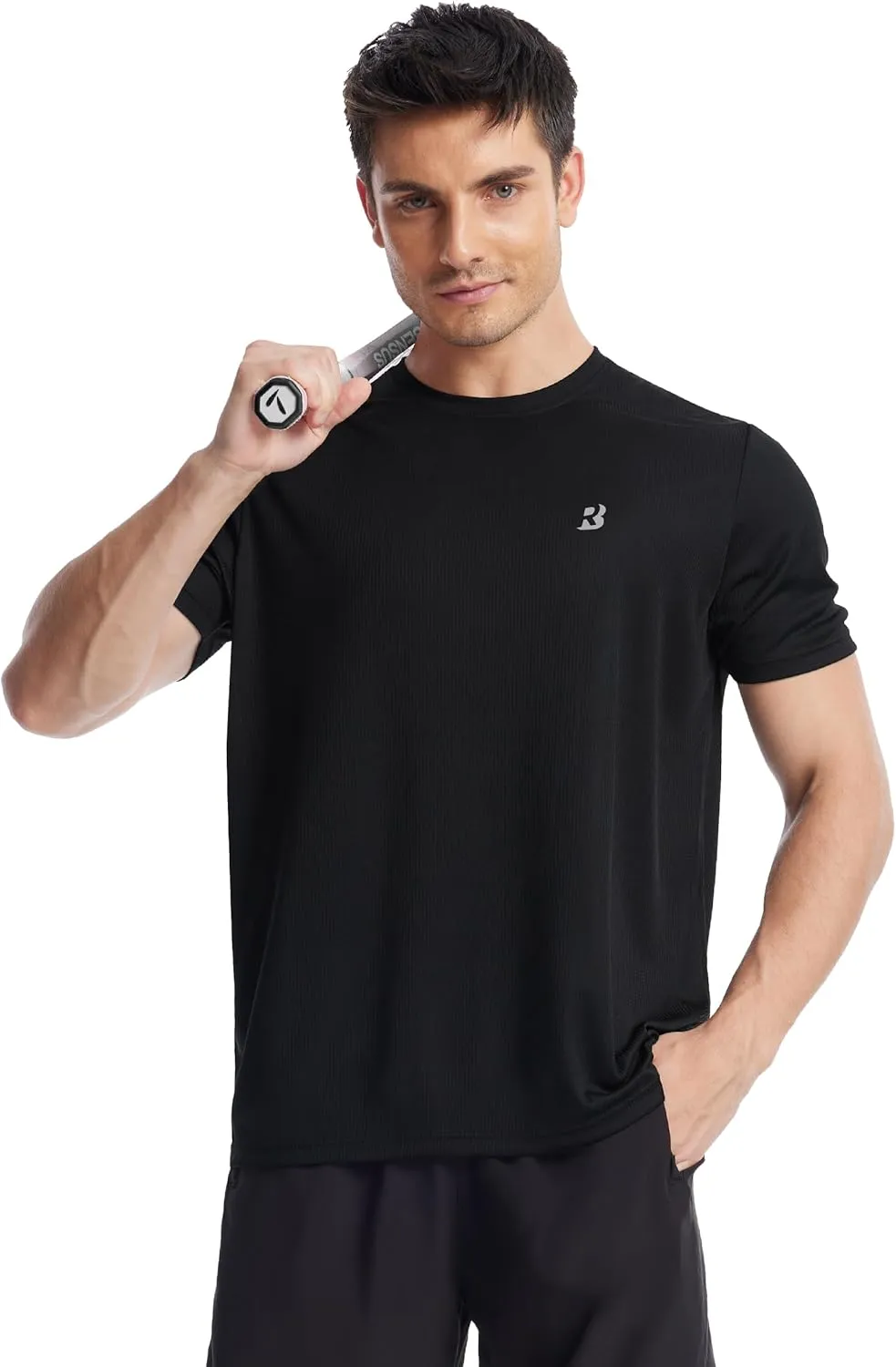 Roadbox Men's Workout Shirts Short Sleeve, Quick Dry Athletic Running T-Shirt, UPF 50  UV Sun Protection Sports Gym Tee Tops