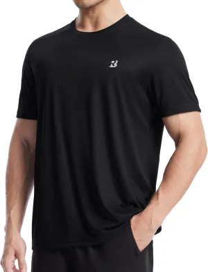 Roadbox Men's Workout Shirts Short Sleeve, Quick Dry Athletic Running T-Shirt, UPF 50  UV Sun Protection Sports Gym Tee Tops