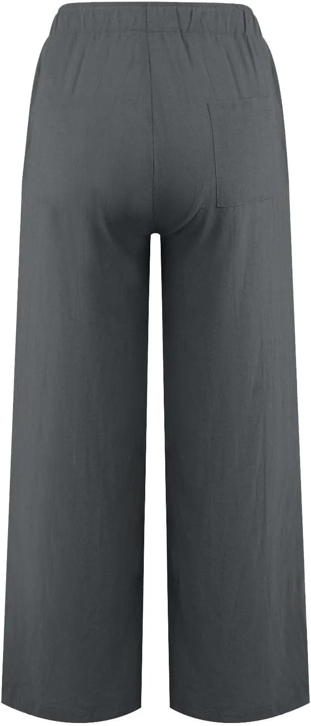 sdbrld Linen Pants for Women,Women Linen Pants 2024 Summer Loose Palazzo Pants Flowy Wide Leg Boho Beach Pants with Pockets
