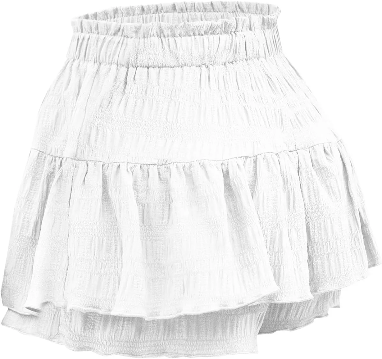 Shorts for Women Trendy Ruffled Hem High Waisted Drawstring Short Pants Flowy Casual Summer Beach Skirt Shorts 2025