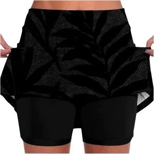 Skorts for Women Summer Tennis Elastic High Waisted Floral Printed Gym Skirts Comfort Trendy Lightweight Running Shorts
