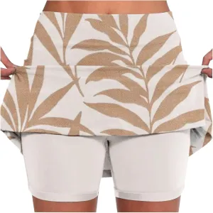 Skorts for Women Summer Tennis Elastic High Waisted Floral Printed Gym Skirts Comfort Trendy Lightweight Running Shorts