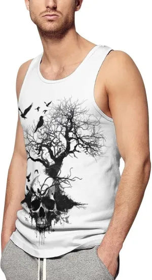 Skull Tree Men's Tank Top Sleeveless T-Shirt Pullover Vest Shirts Gym Workout Beach Funny