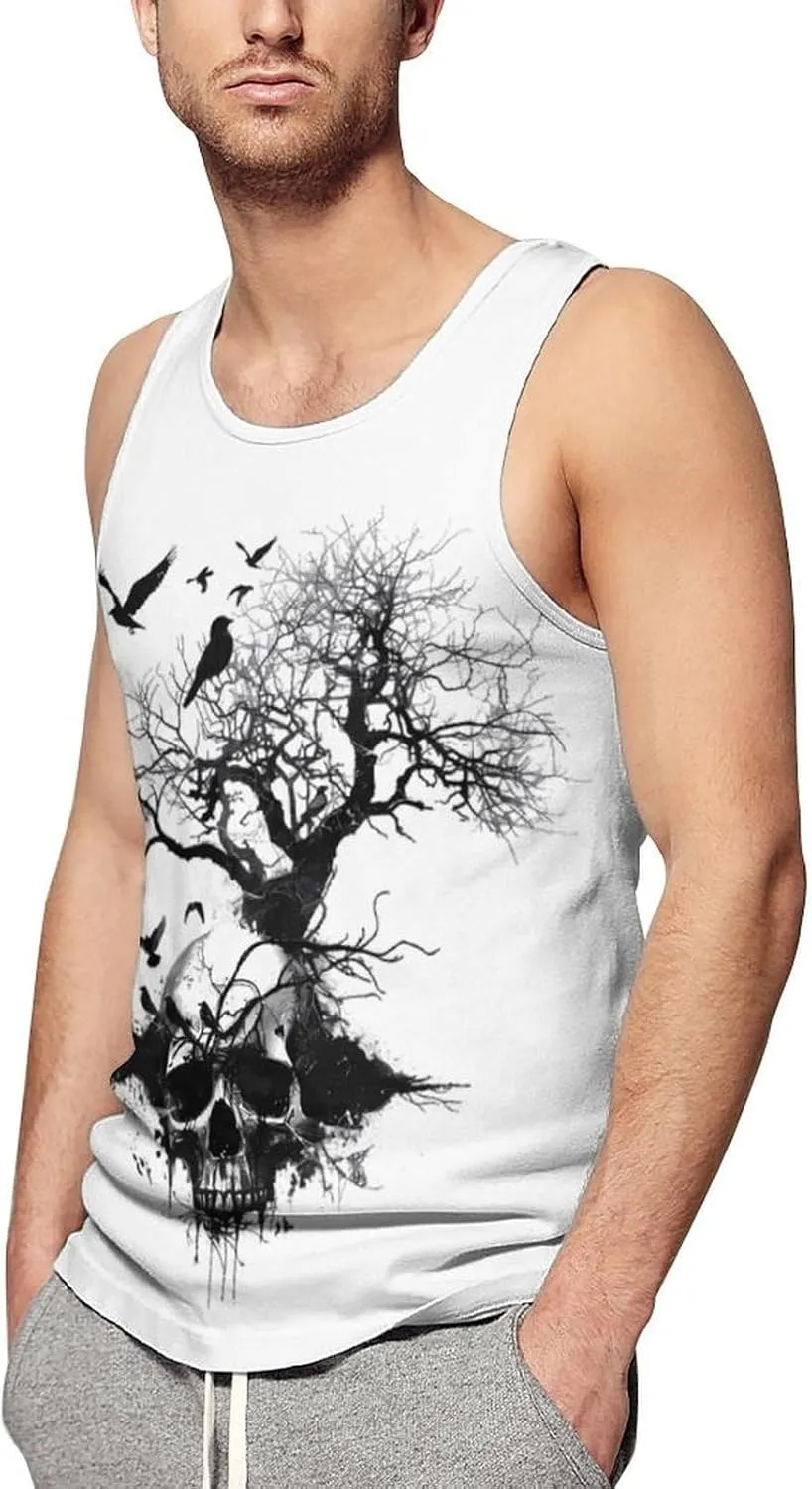Skull Tree Men's Tank Top Sleeveless T-Shirt Pullover Vest Shirts Gym Workout Beach Funny